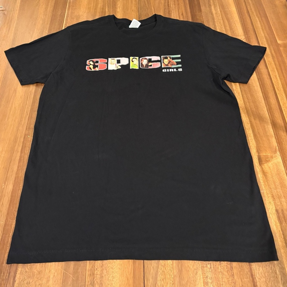 Vintage Spice Girls T-Shirt 90s Pop Band Graphic Tee Black Size Large USA Made
